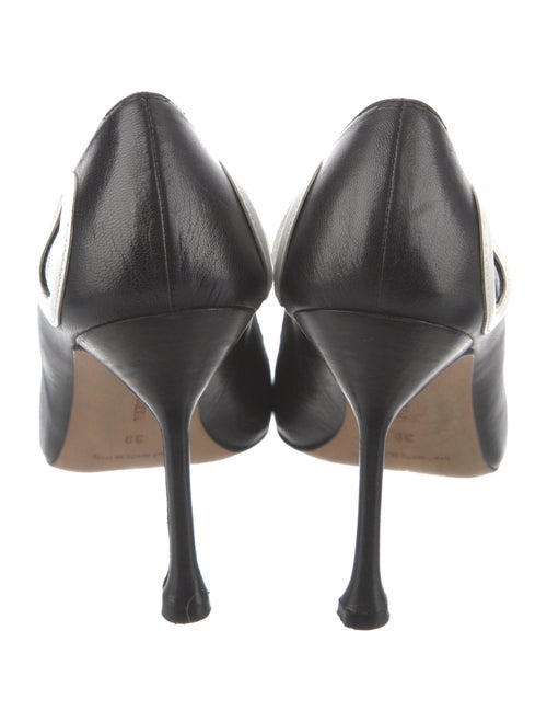 Manolo Blahnik Leather Cutout Accent Pumps