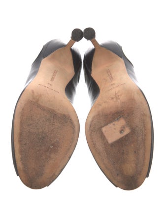 Manolo Blahnik Leather Cutout Accent Pumps