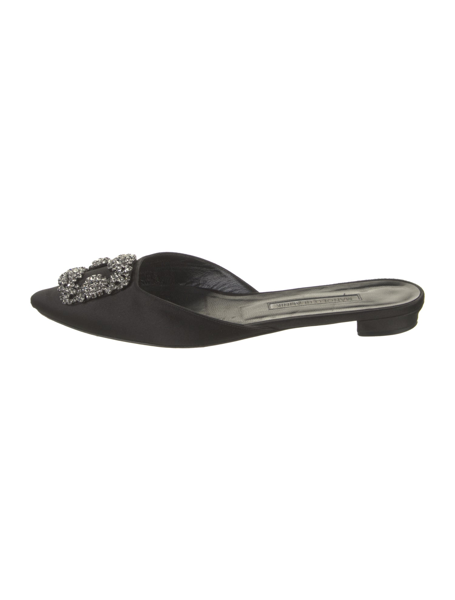 Manolo Blahnik Satin Crystal Embellishments Mules