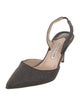 Manolo Blahnik Glitter Leather Trim Embellishment Slingback Pumps