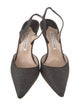 Manolo Blahnik Glitter Leather Trim Embellishment Slingback Pumps