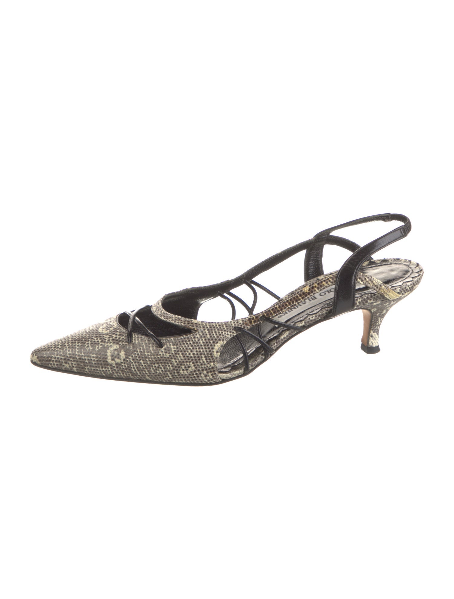 Manolo Blahnik Snakeskin Animal Print Slingback Pumps