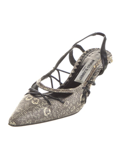 Manolo Blahnik Snakeskin Animal Print Slingback Pumps