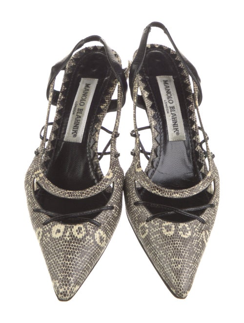 Manolo Blahnik Snakeskin Animal Print Slingback Pumps