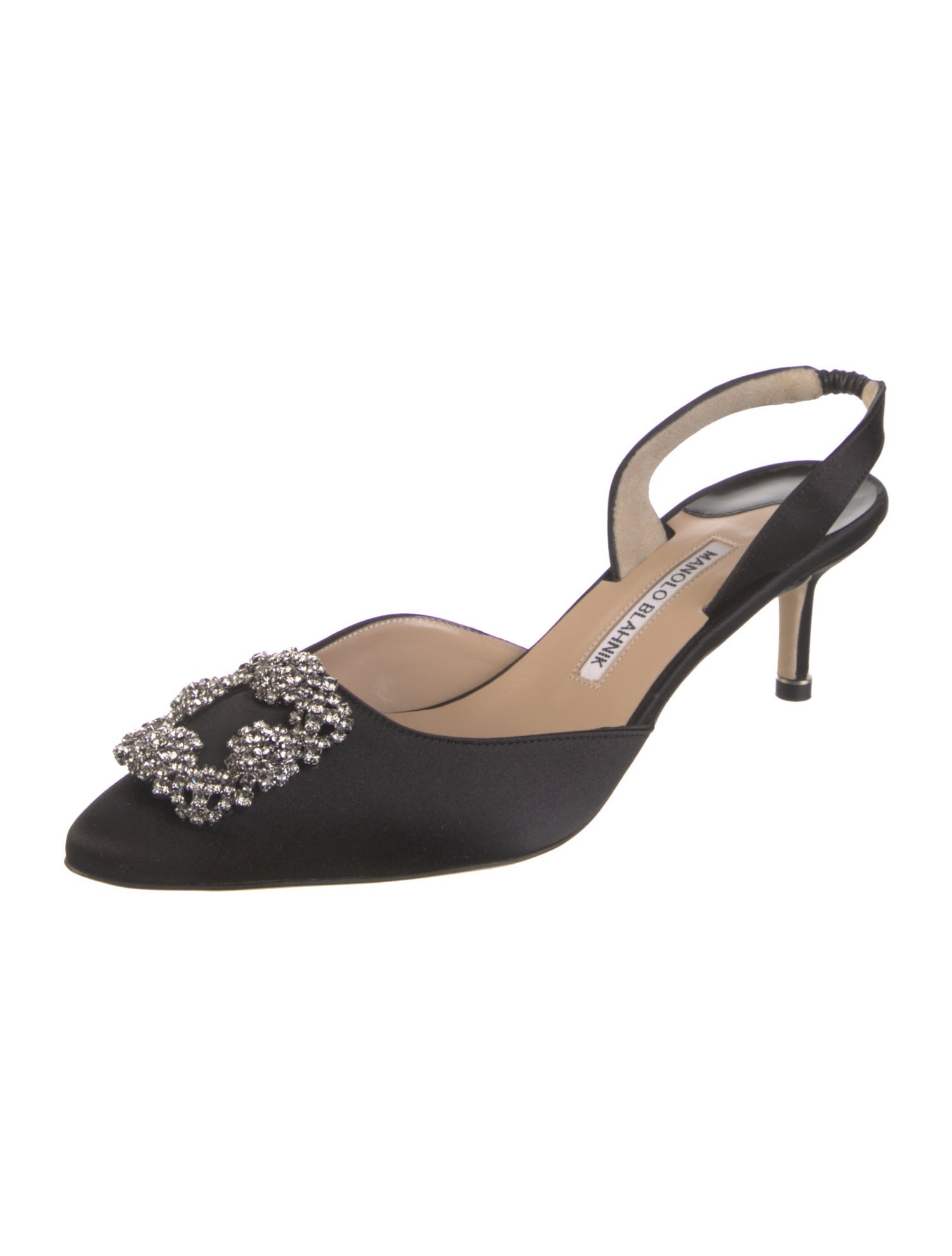 Manolo Blahnik Satin Crystal Embellishments Mules - Black Pumps, Shoes ...