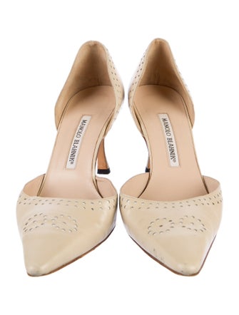 Manolo Blahnik Leather Lasercut Accents D'Orsay Pumps