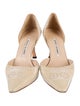 Manolo Blahnik Leather Lasercut Accents D'Orsay Pumps
