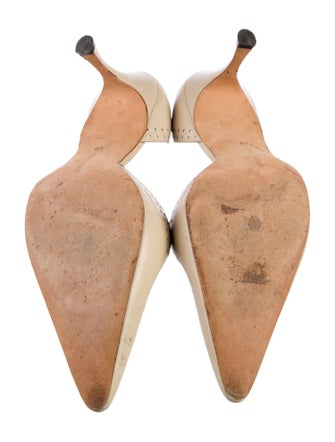 Manolo Blahnik Leather Lasercut Accents D'Orsay Pumps