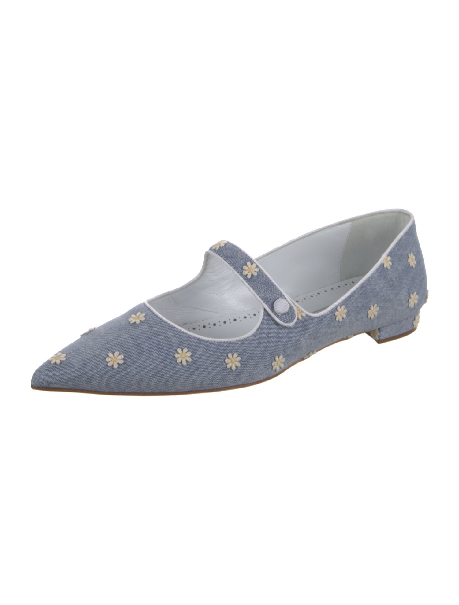 Manolo Blahnik Denim Mary Jane Flats