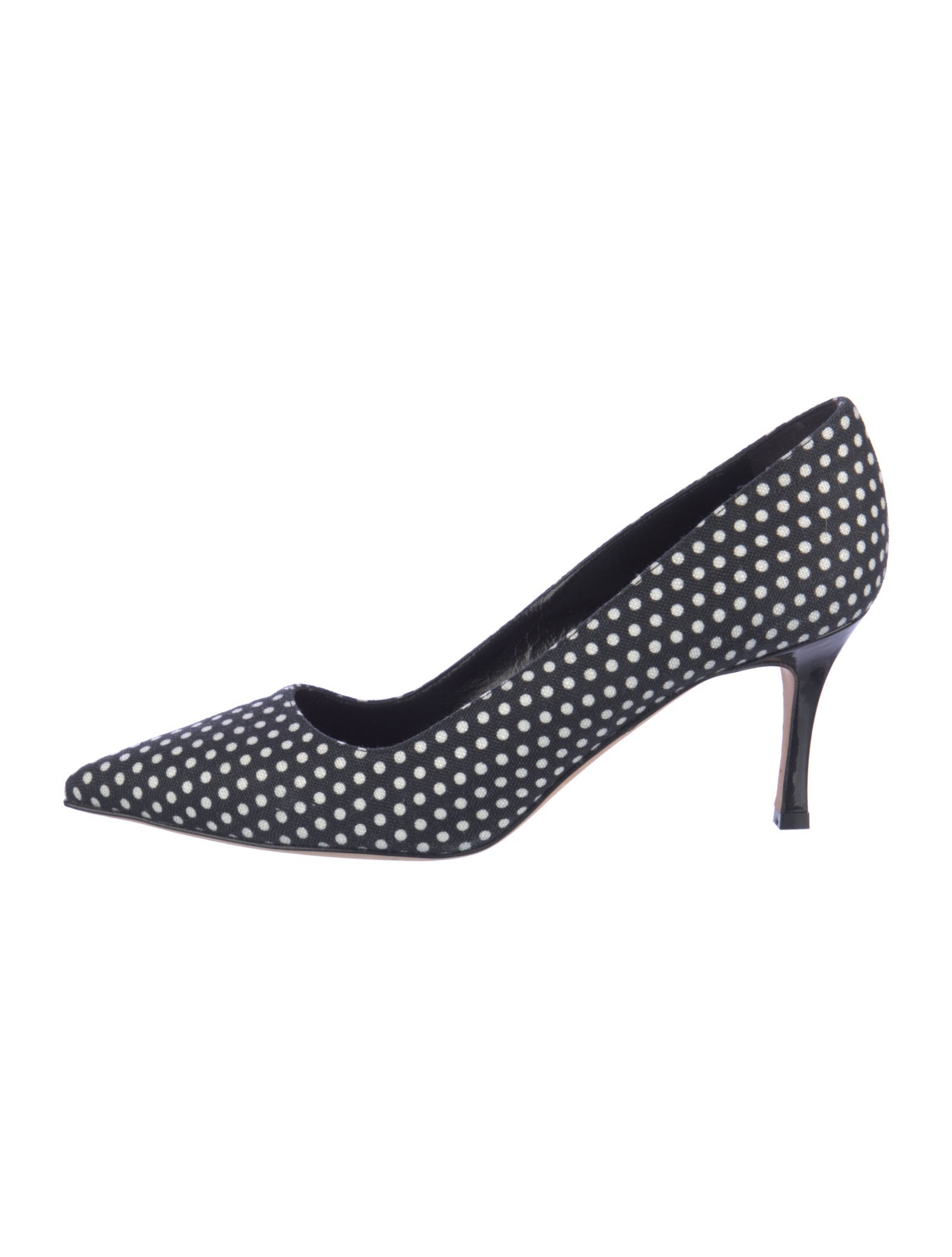 Manolo Blahnik Canvas Polka Dot Print Pumps