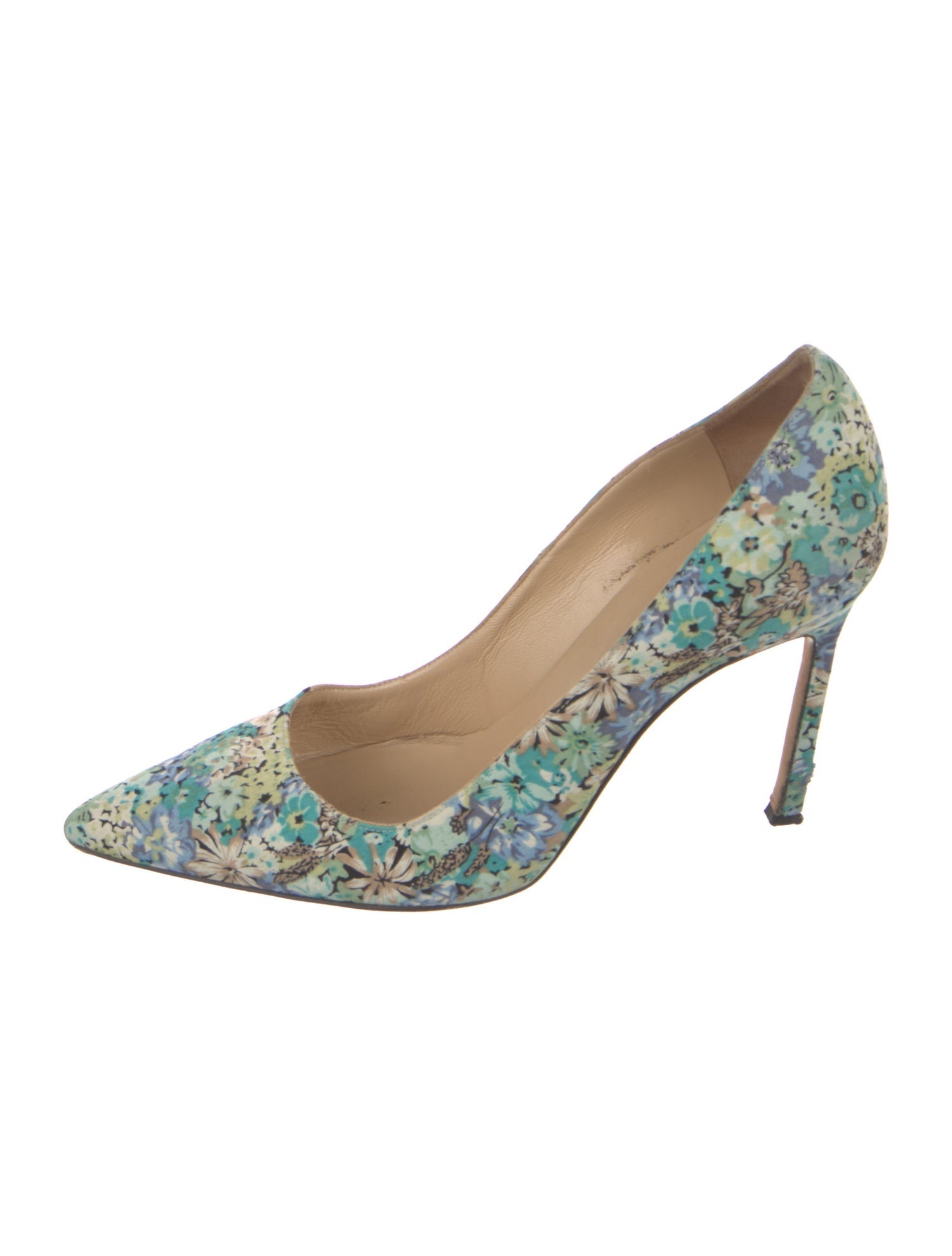 Manolo Blahnik Canvas Floral Print Pumps