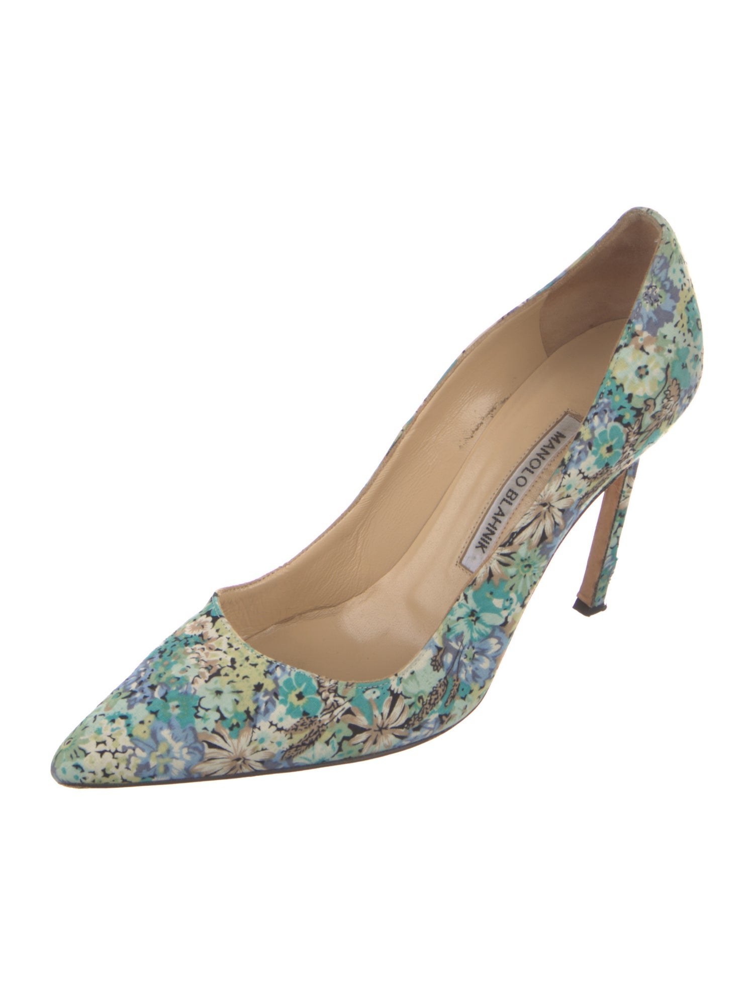 Manolo Blahnik Canvas Floral Print Pumps
