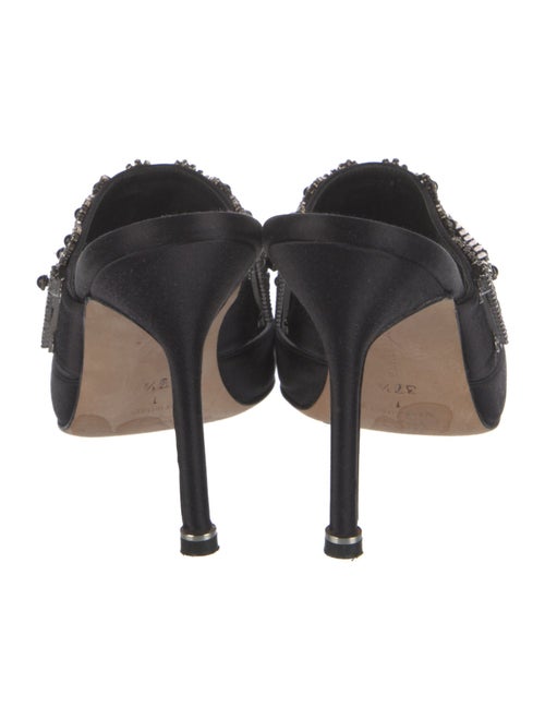 Manolo Blahnik Satin Crystal Embellishments Slides
