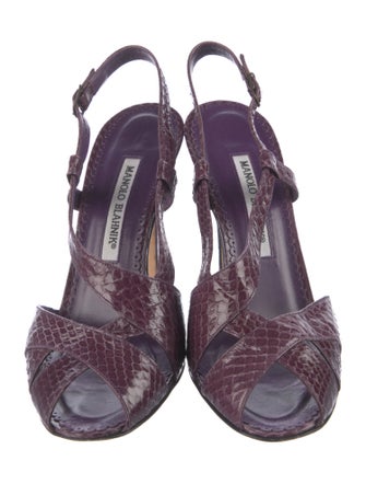Manolo Blahnik Snakeskin Animal Print Slingback Sandals