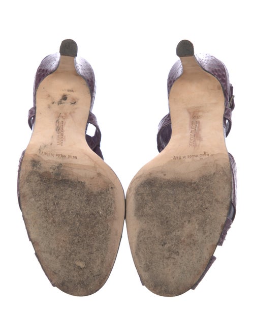 Manolo Blahnik Snakeskin Animal Print Slingback Sandals