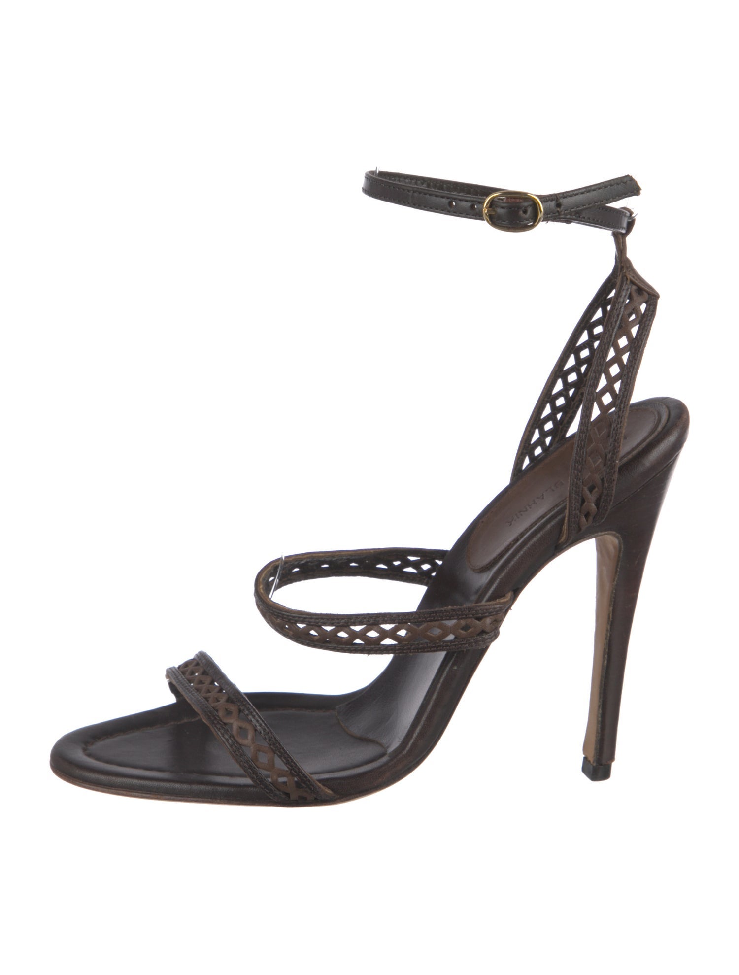 Manolo Blahnik Leather Lasercut Accents Sandals
