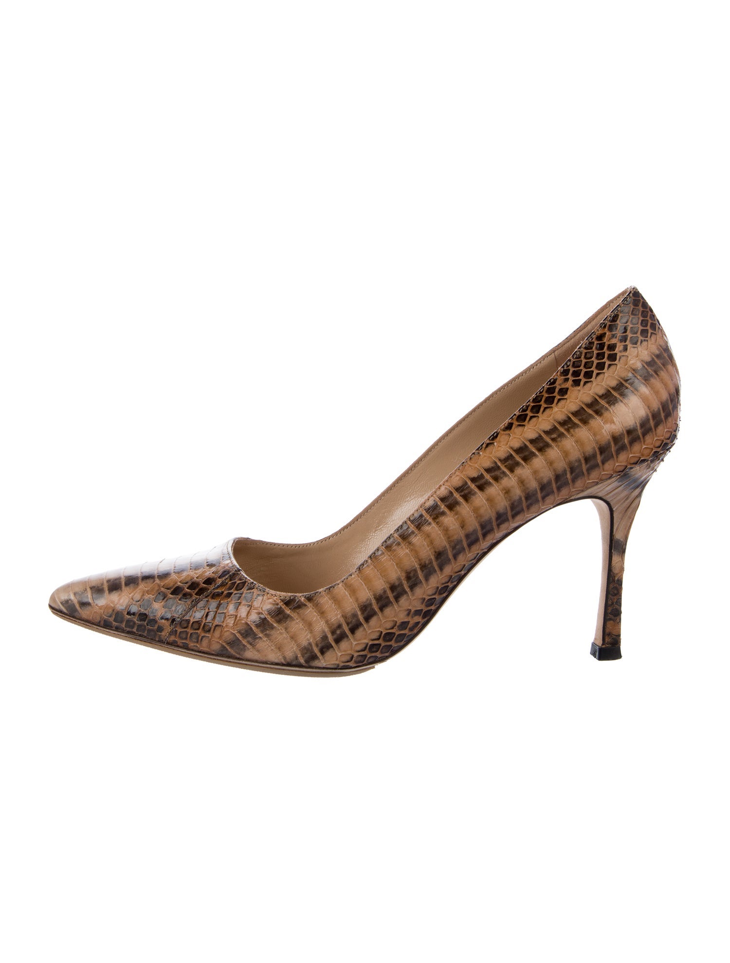 Manolo Blahnik Embossed Leather Animal Print Pumps