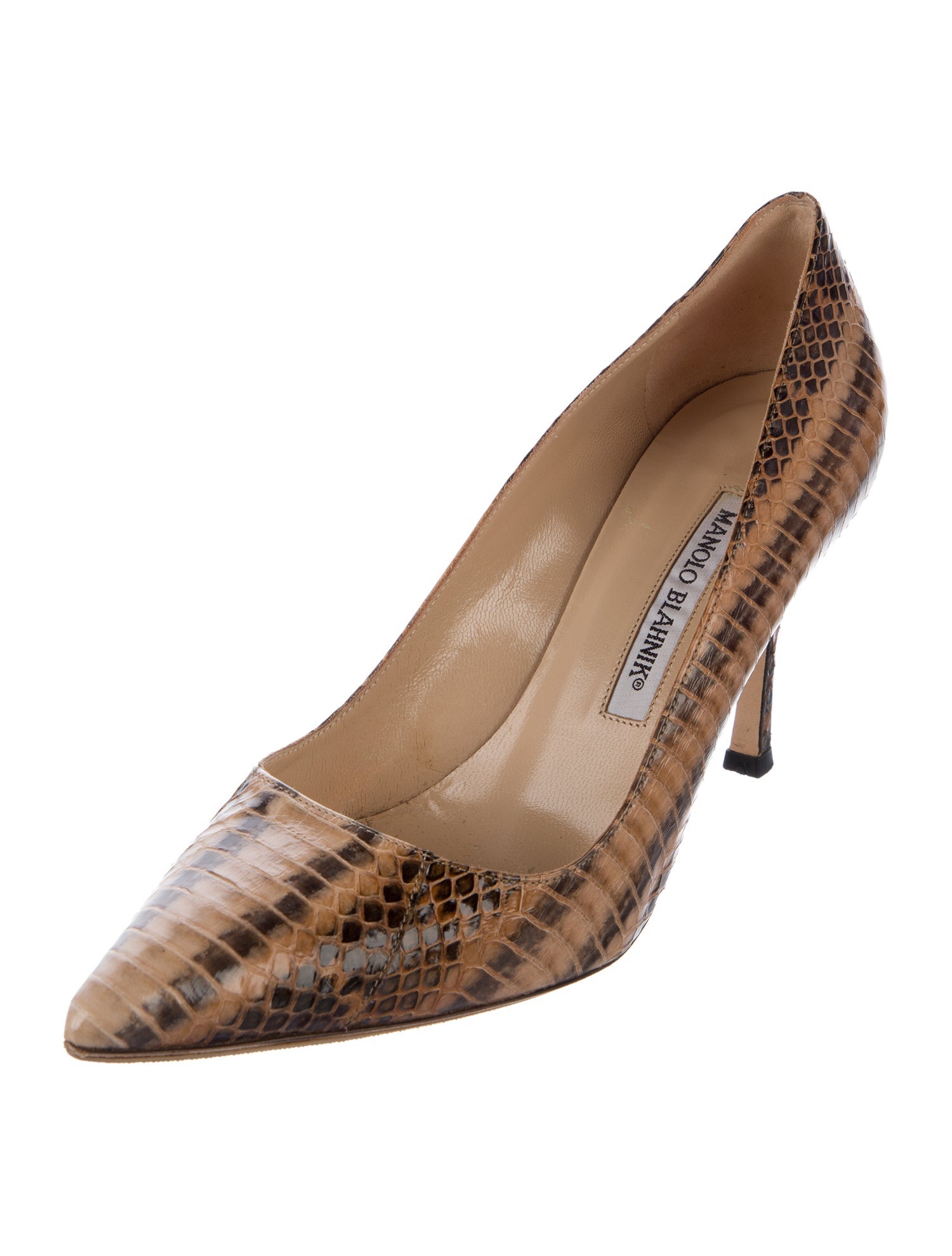 Manolo Blahnik Embossed Leather Animal Print Pumps