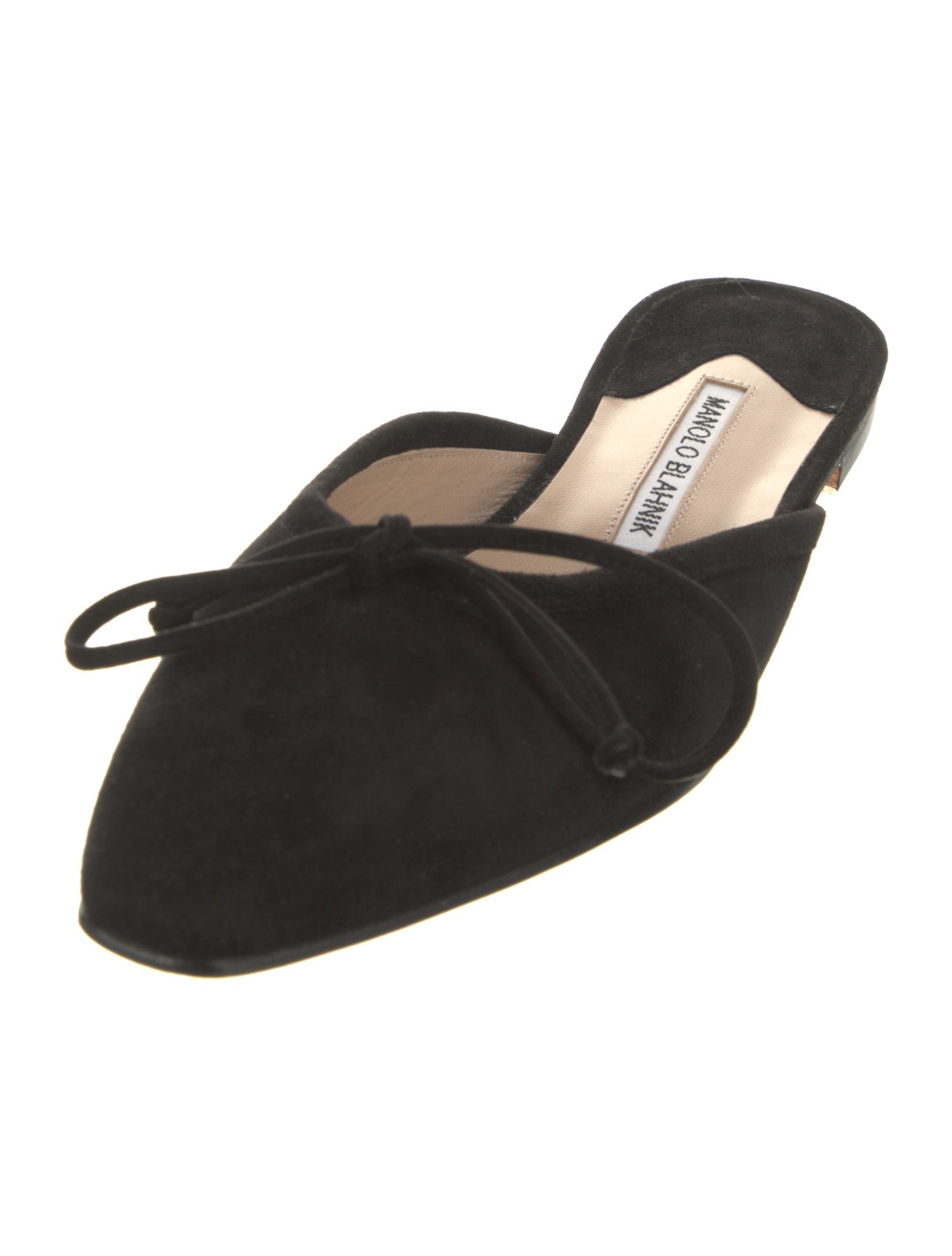 Manolo Blahnik Suede Bow Accents Mules