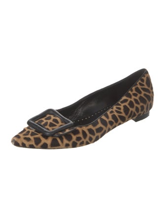 Manolo Blahnik Ponyhair Animal Print Flats