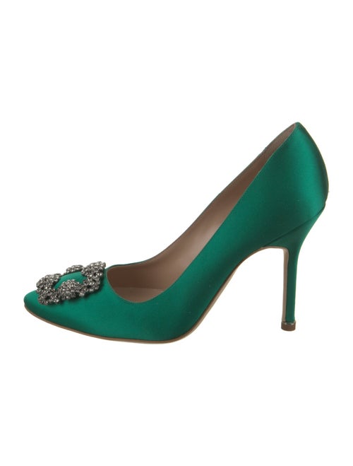Manolo Blahnik Satin Crystal Embellishments Pumps