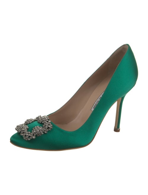 Manolo Blahnik Satin Crystal Embellishments Pumps