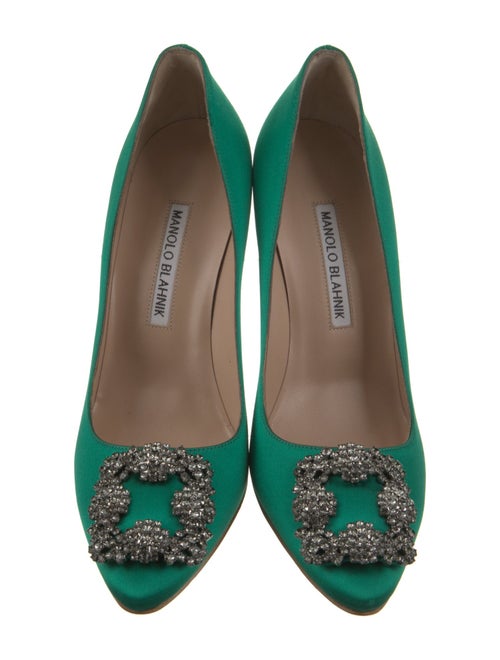Manolo Blahnik Satin Crystal Embellishments Pumps