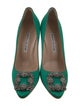 Manolo Blahnik Satin Crystal Embellishments Pumps
