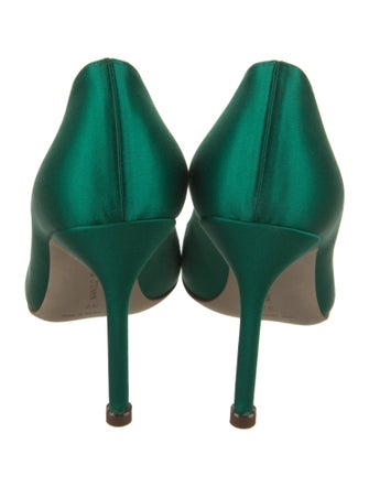 Manolo Blahnik Satin Crystal Embellishments Pumps