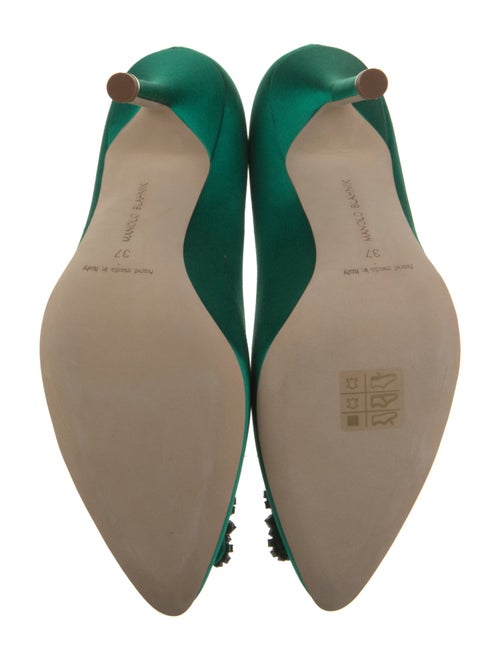 Manolo Blahnik Satin Crystal Embellishments Pumps