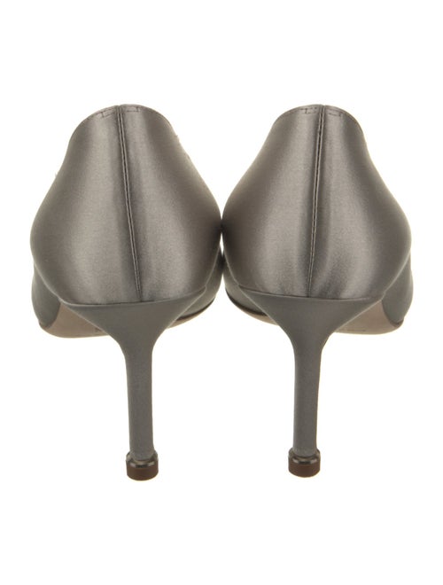 Manolo Blahnik Satin Leather Trim Embellishment Pumps