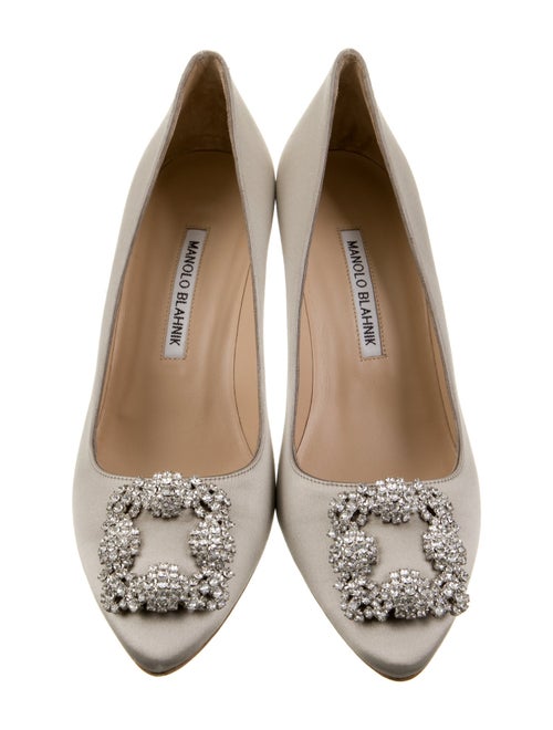 Manolo Blahnik Satin Crystal Embellishments Pumps