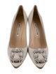 Manolo Blahnik Satin Crystal Embellishments Pumps