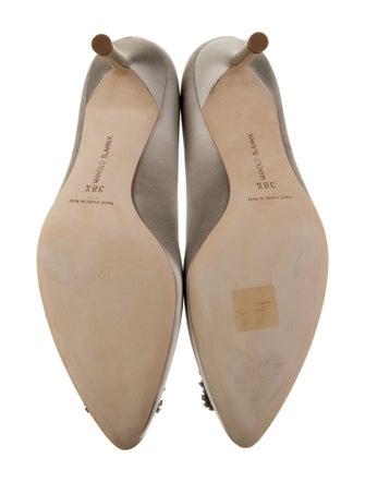 Manolo Blahnik Satin Crystal Embellishments Pumps