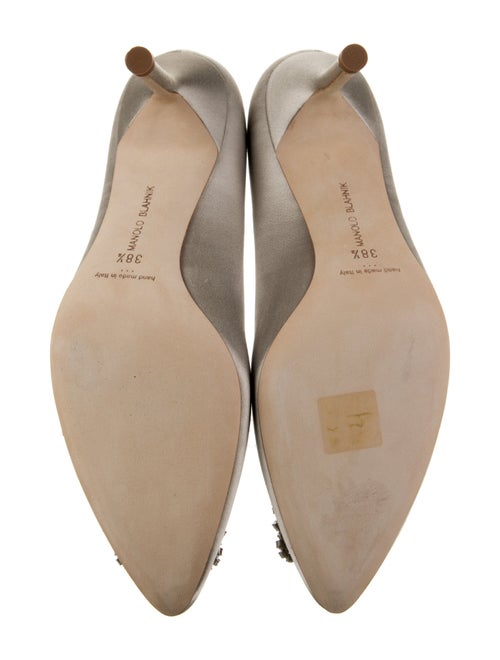 Manolo Blahnik Satin Crystal Embellishments Pumps