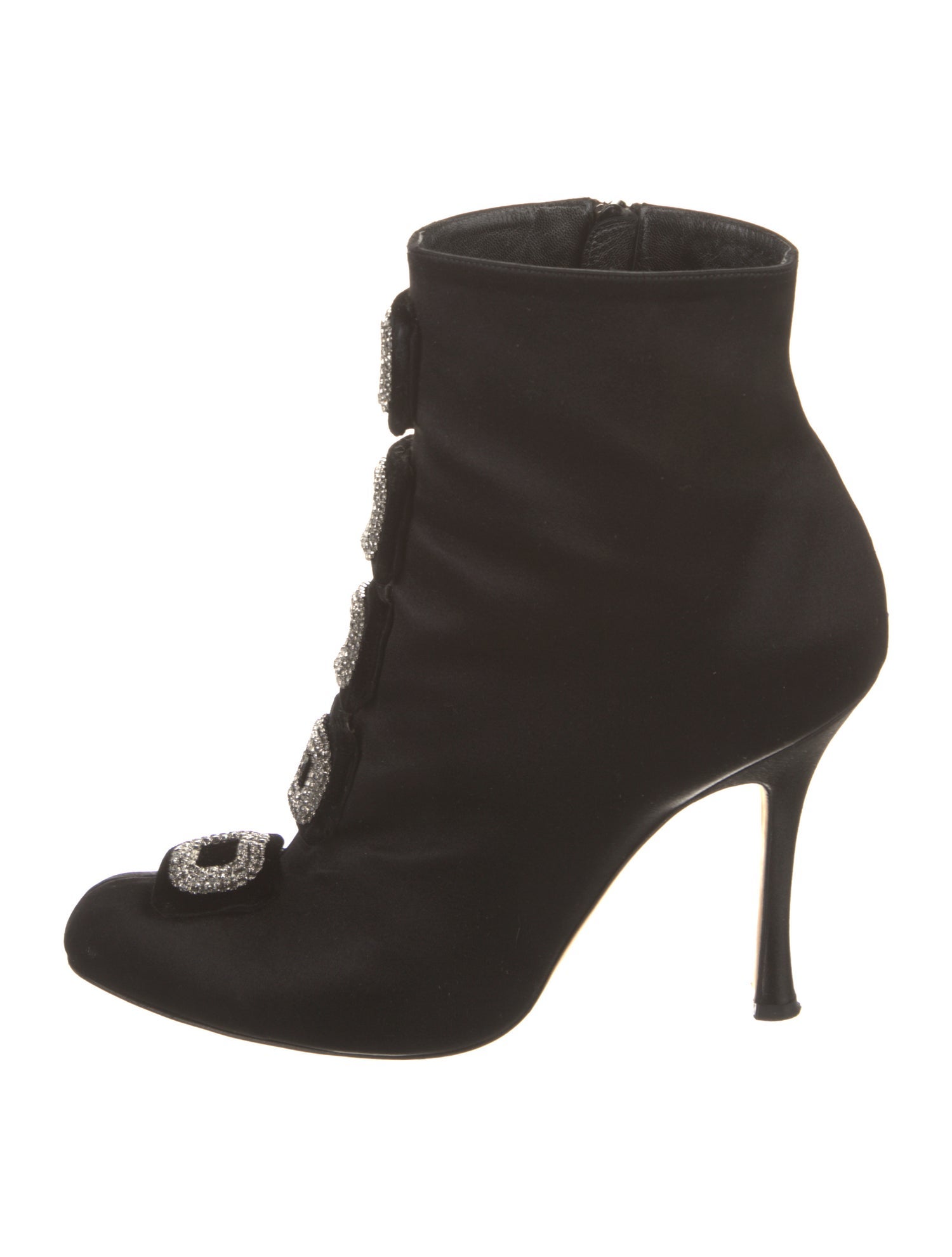 Manolo Blahnik Satin Crystal Embellishments Boots