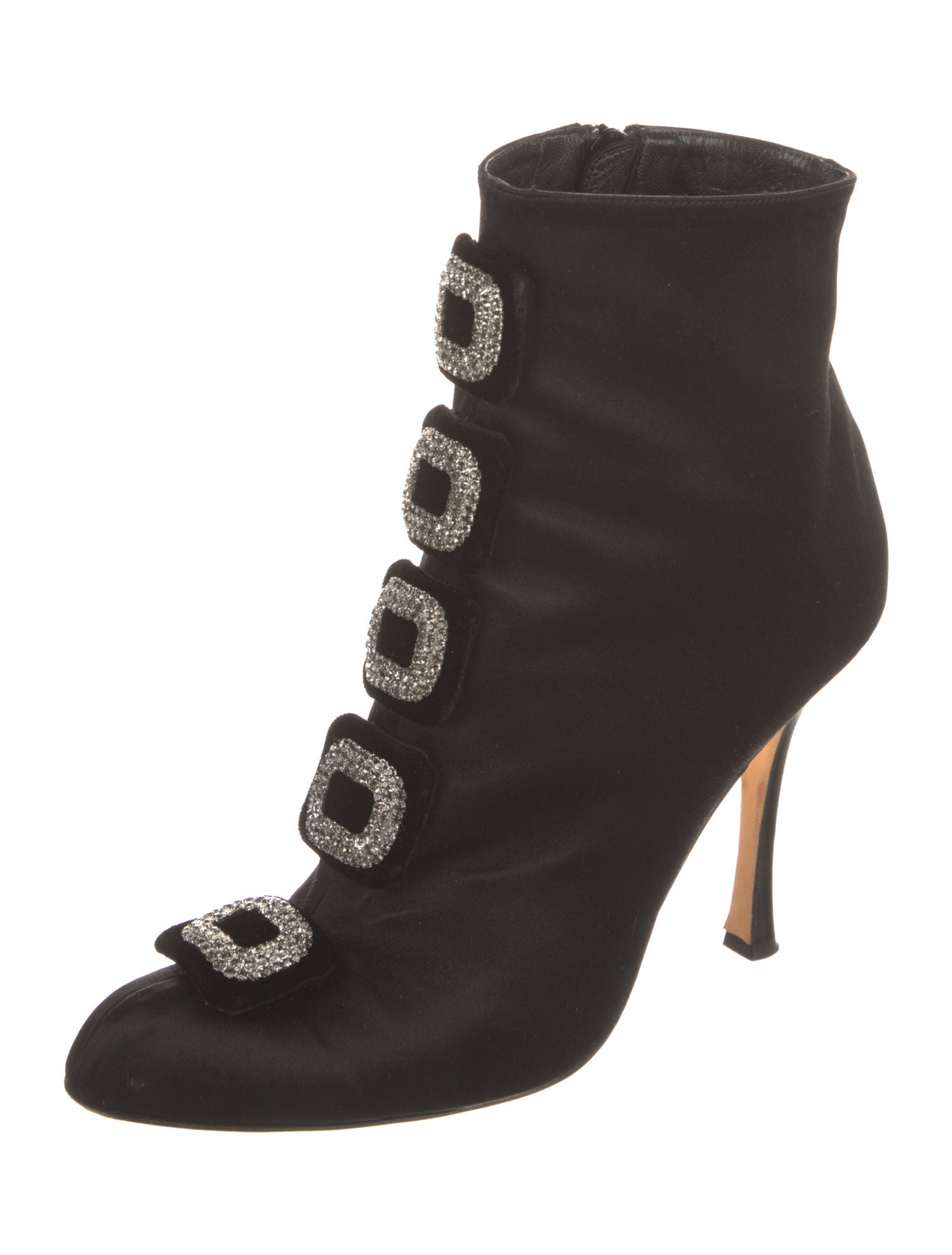 Manolo Blahnik Satin Crystal Embellishments Boots