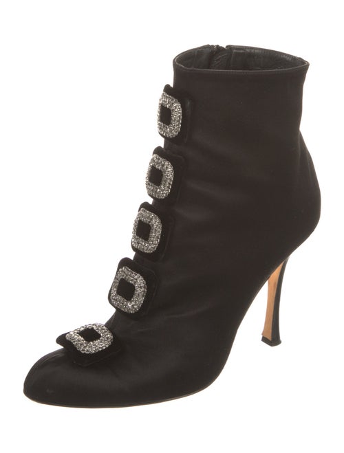 Manolo Blahnik Satin Crystal Embellishments Boots