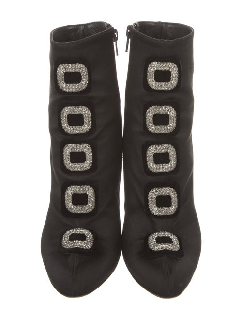 Manolo Blahnik Satin Crystal Embellishments Boots