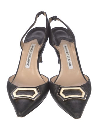 Manolo Blahnik Leather Slingback Pumps