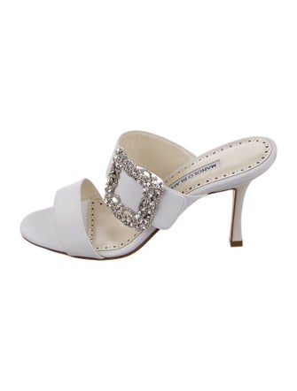 Manolo Blahnik Satin Printed Slides