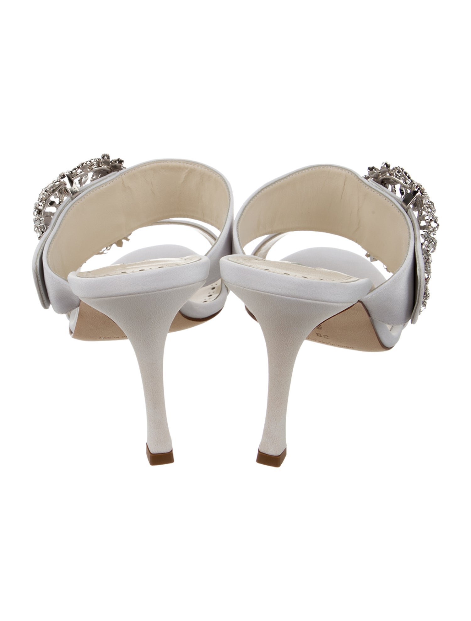 Manolo Blahnik Satin Printed Slides