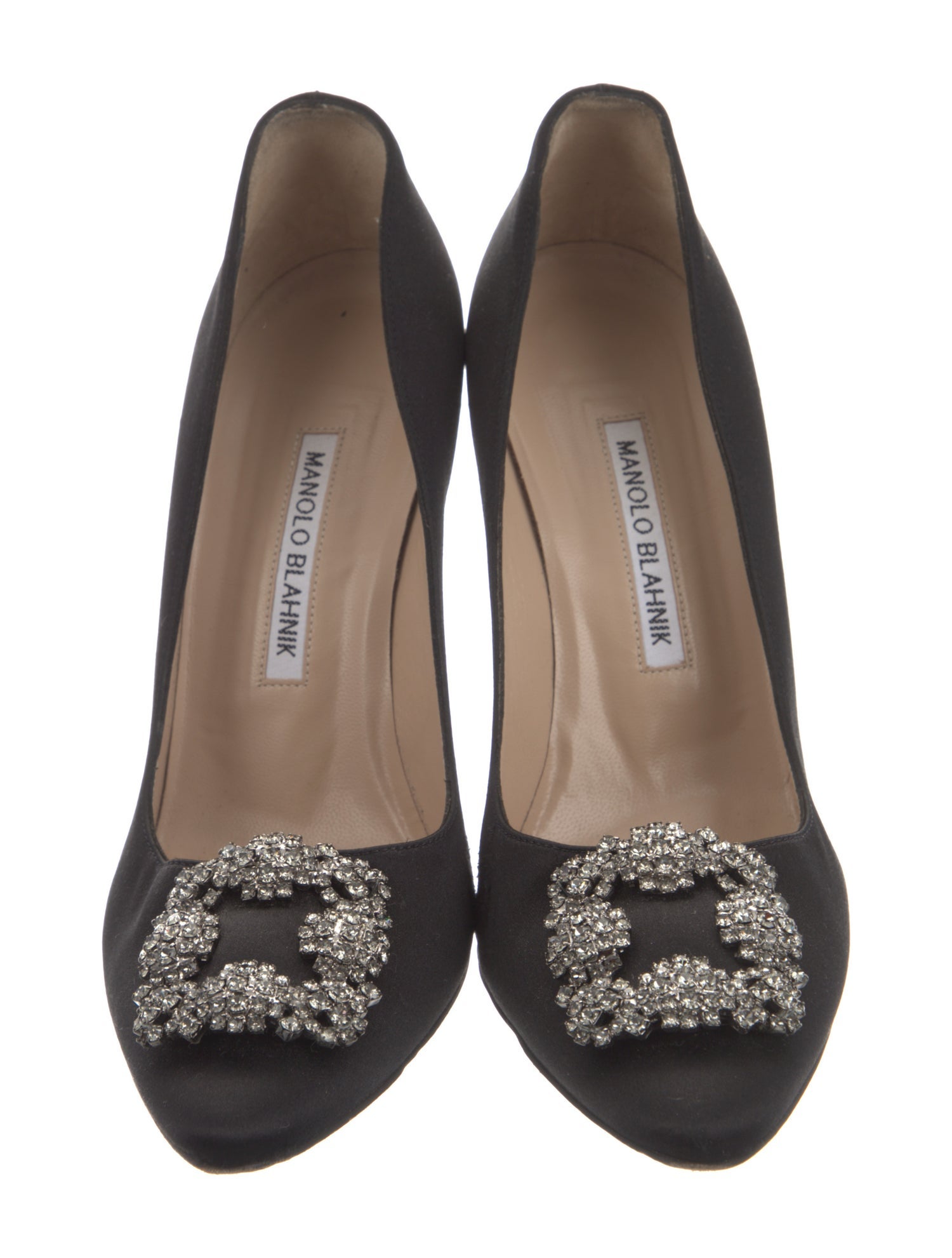 Manolo Blahnik Satin Crystal Embellishments Pumps