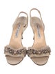 Manolo Blahnik Canvas Beaded Accents Slingback Sandals