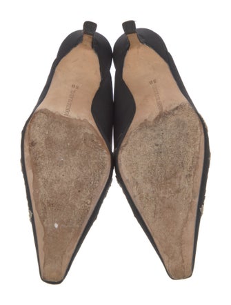 Manolo Blahnik Floral Print Embroidered Accent Mules