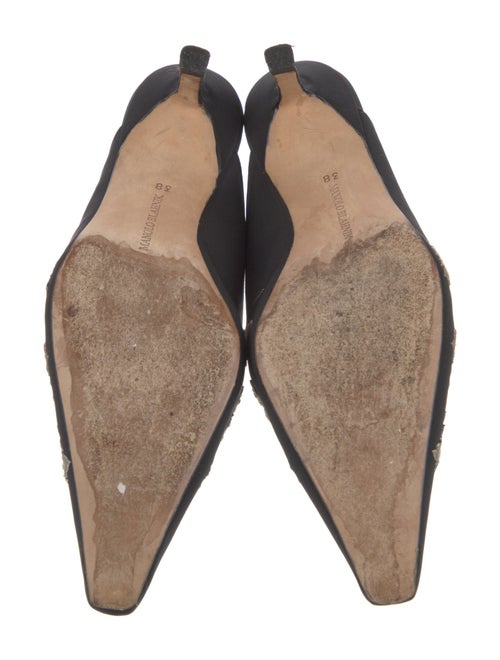 Manolo Blahnik Floral Print Embroidered Accent Mules