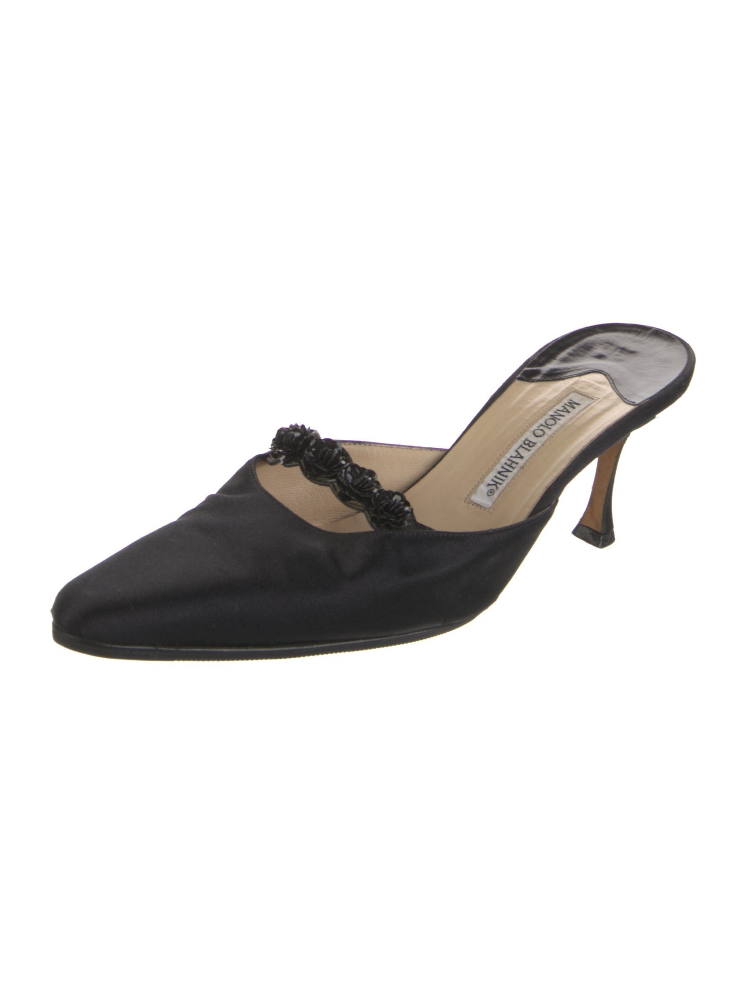 Manolo Blahnik Satin Bow Accents Mules