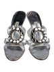 Manolo Blahnik Leather Crystal Embellishments Slides