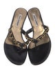 Manolo Blahnik Leather Chain-Link Accents Slides