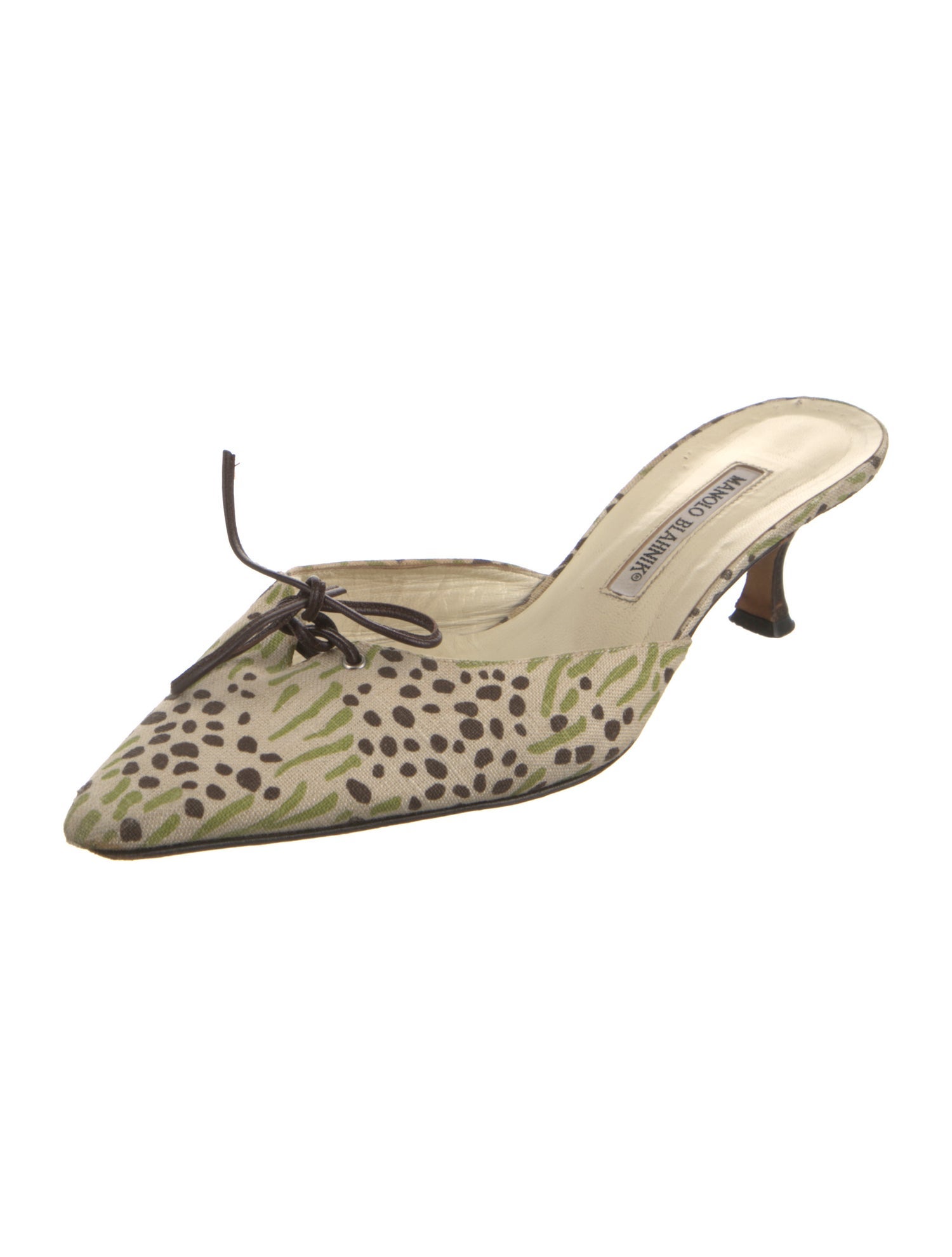 Manolo Blahnik Canvas Animal Print Mules